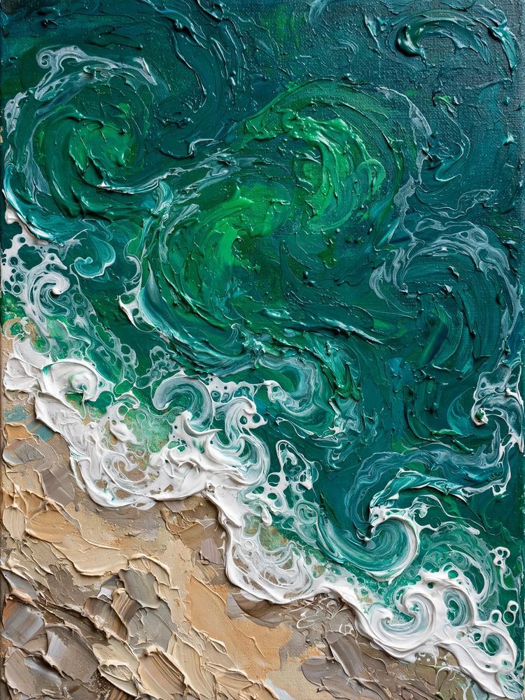 Emerald Ocean Waves Print — Free Printable Wall Art