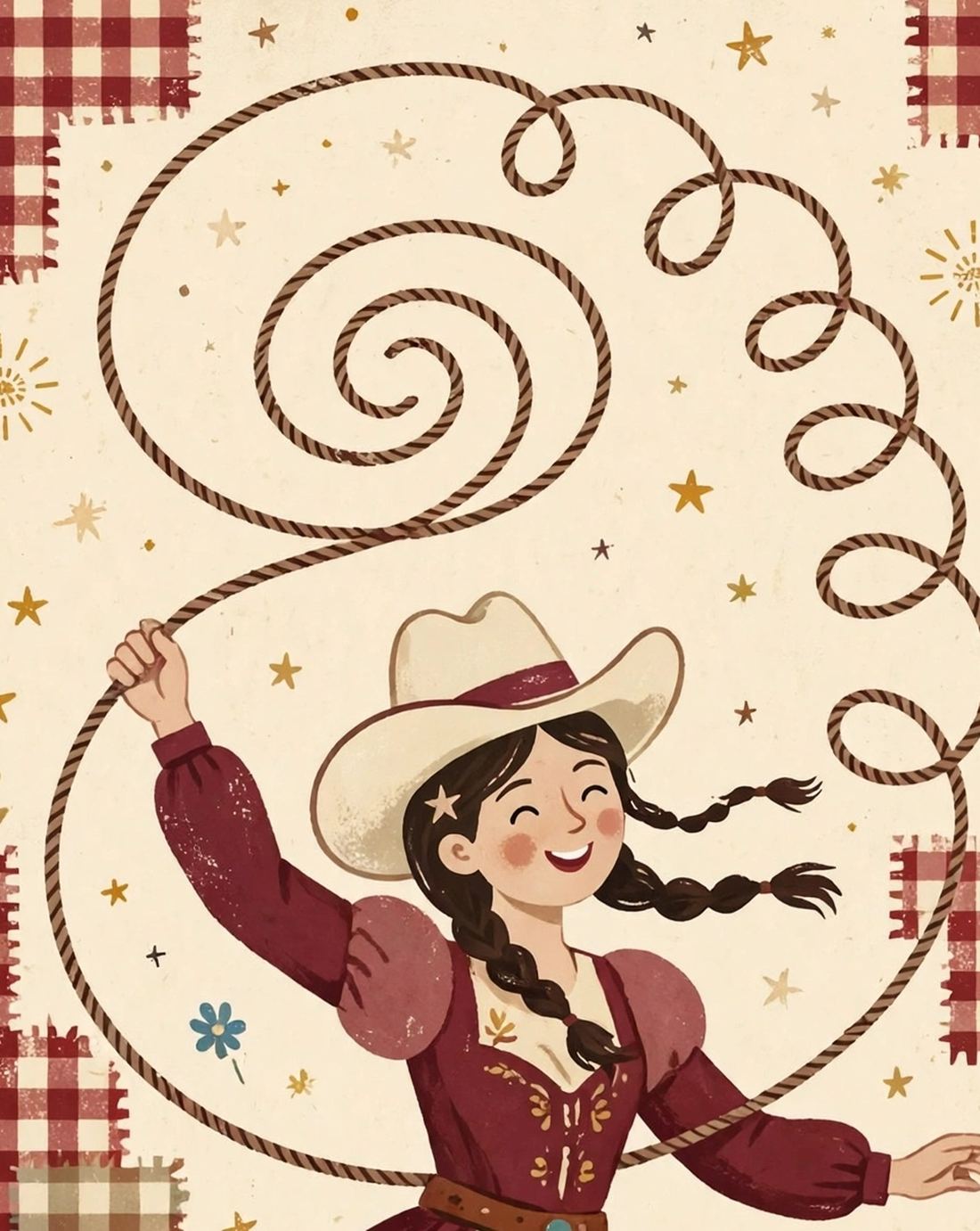 Cowgirl Wall Art, Burgundy Folk Art Western Print, Vintage Cowgirl Decor, Southwestern Wall Decor, Gift for Cowgirl Home photo 9