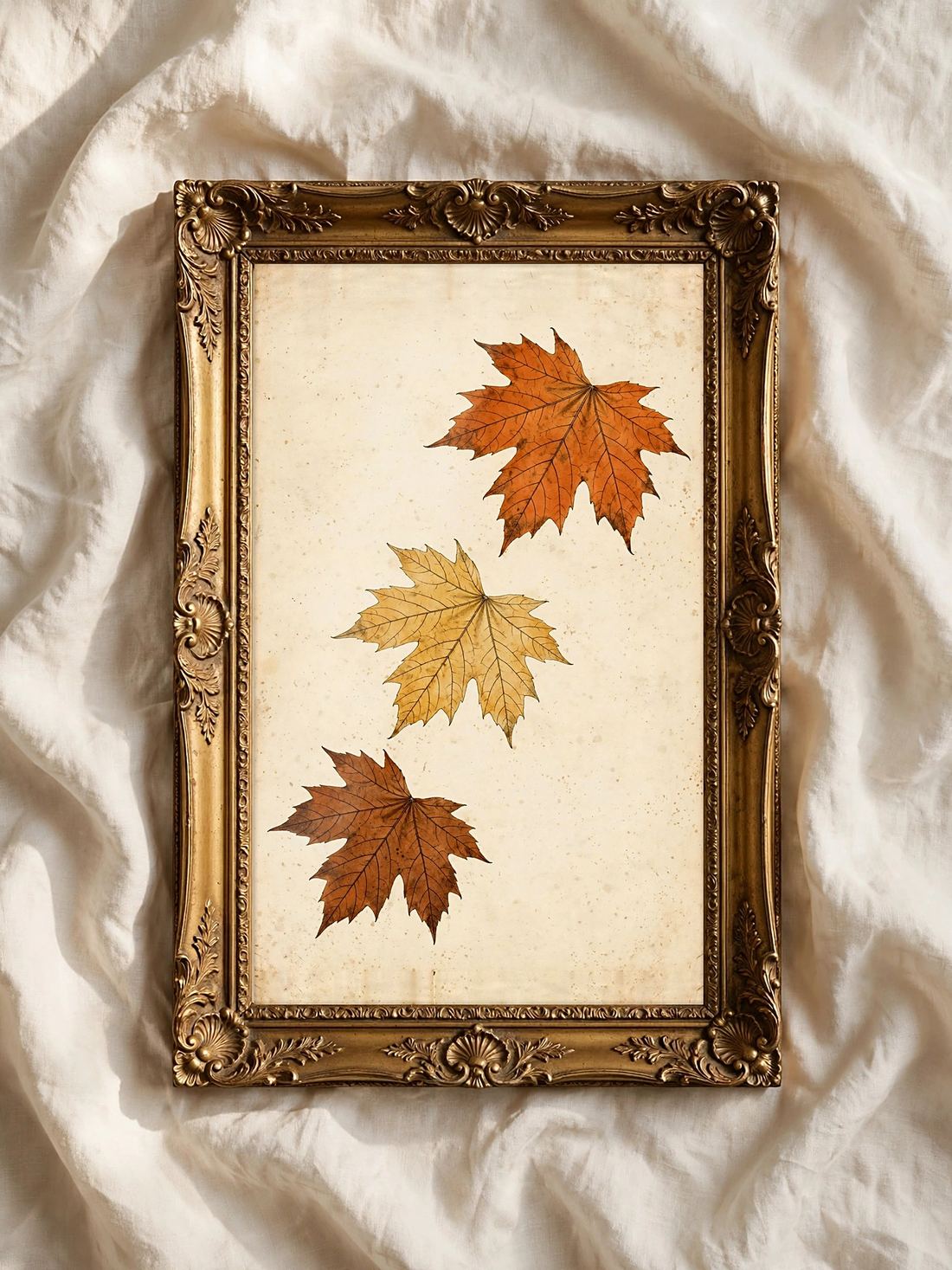 Fall Wall Art Print – Vintage Maple Leaves Botanical, Digital Download