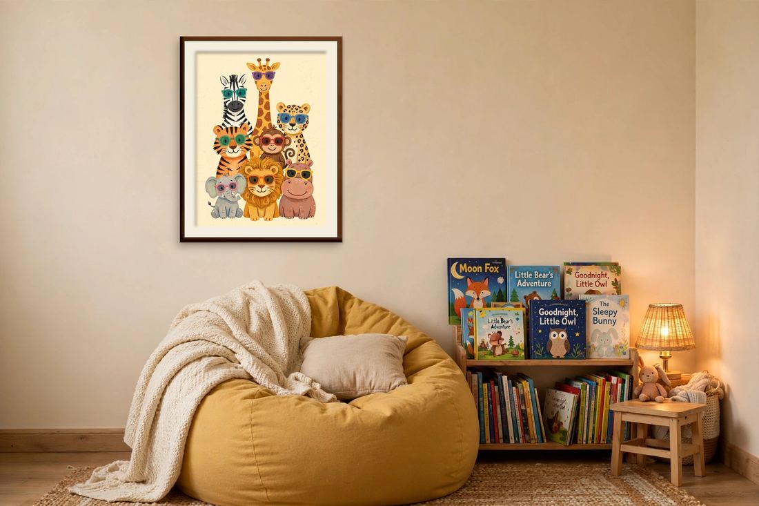 Safari Nursery Wall Art, Funny Safari Animals with Sunglasses Print, Kids Room Decor, Digital Download photo 6