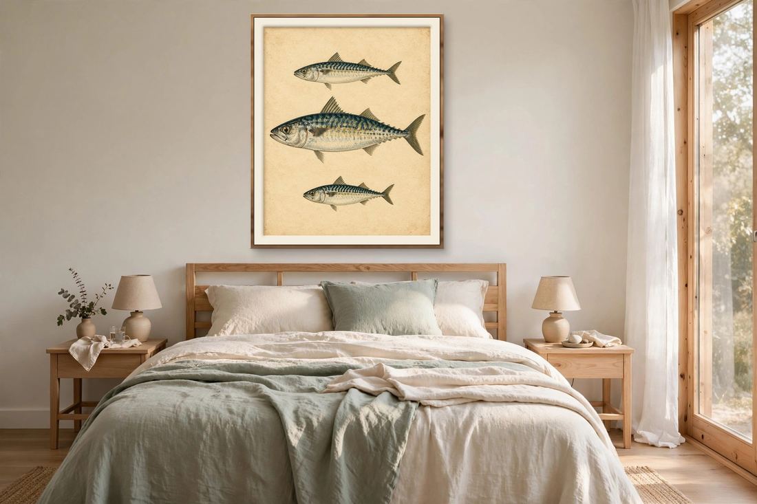 Vintage Fish Print, Antique Mackerel Illustration, Nautical Coastal Wall Art Printable, Gift for Fisherman photo 3